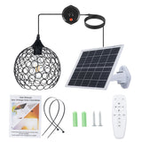 Retro Solar Powered Pendant Lamp, Dusk to Dawn Solar Chandelier, Dimmable ST64 Glass Bulb, Indoor Outdoor Hanging Lights, with Remote Control, Timer Function, Hollow Metal Lampshade In Australia - Darrahopens