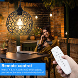 Retro Solar Powered Pendant Lamp, Dusk to Dawn Solar Chandelier, Dimmable ST64 Glass Bulb, Indoor Outdoor Hanging Lights, with Remote Control, Timer Function, Hollow Metal Lampshade In Australia - Darrahopens