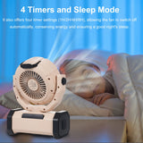 Outdoor Camping Fan with LED Lights, 20000mAh Rechargeable Battery Operated Oscillating Fan, Portable Tent Fan with Remote & Hook, 100 Speeds, 1/2/4/8H Timer, Dustproof and Waterproof