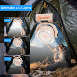 Outdoor Camping Fan with LED Lights, 20000mAh Rechargeable Battery Operated Oscillating Fan, Portable Tent Fan with Remote & Hook, 100 Speeds, 1/2/4/8H Timer, Dustproof and Waterproof