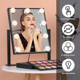 Vanity Makeup Mirror with 9 Light Bulbs Touching Control 3 Color Lighting Modes Dimmable Lighted Mirror with Detachable 10x Magnification for Dressing Table Studios In Australia - Darrahopens