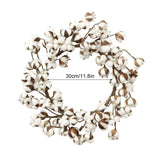 Cotton Head Wreath Decorative Dried Cotton Bolls Wreath for Front Door Wall Window Home Decor