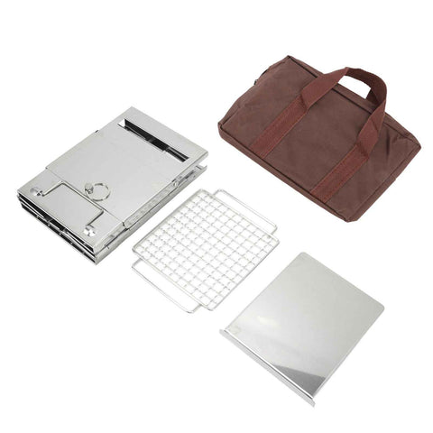Camping Wood Stove Foldable Stainless Steel Integrated Mini BBQ Grill for Warm Outdoor Picnic