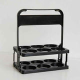 Portable Beer Bottle Rack Pure Color Foldable Beverage Storage Rack Picnic Beer Handle Basket Black
