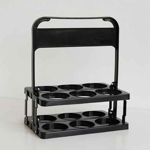 Portable Beer Bottle Rack Pure Color Foldable Beverage Storage Rack Picnic Beer Handle Basket Black