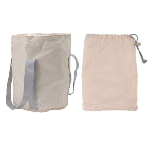 Foldable Foot Tub Polyester Double Layer Collapsible Camping Bucket with Storage Bag for Outdoor Beige