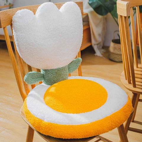 Chair Cushion Office Seats Backrest Cushion Cartoon Shape Seats Cushion Home Decoration Tulip White 40x40x35cm/15.7x15.7x13.8in