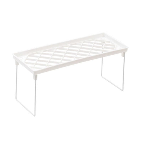 Dormitory Storage Shelf Strong PP Metal Foldable Design Simple Style Desktop Display Shelf for Home Dormitory Office White S