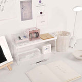Dormitory Storage Shelf Strong PP Metal Foldable Design Simple Style Desktop Display Shelf for Home Dormitory Office White S