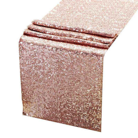 Sequin Table Runner 30x300cm Shiny Exquisite Decorative 3mm Sequins Table Runner for Parties Banquets Rose Gold