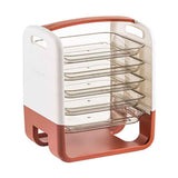 Four Layers Dish Preparation Plate Drawer Design Plastic Vegetable Preparation Rack Kitchen Storage Rack Pink