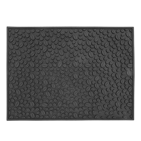 Non Slip Cup Mat Coffee Bean Design Desktop Bar Counter PVC Pad for Water Draining Filtering Black