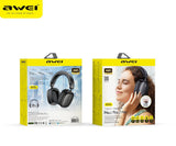 AWEI AT6 Wireless Bluetooth Over‑Ear Headphones, 40mm Driver Stereo Headset, black