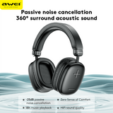 AWEI AT6 Wireless Bluetooth Over‑Ear Headphones, 40mm Driver Stereo Headset, black