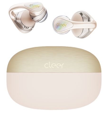 Cleer Bridge Clip On Open Ear Bluetooth Earbuds, Dolby Spatial Audio,Cream