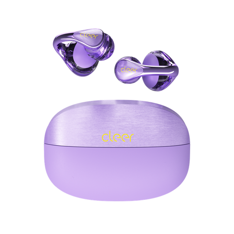 Cleer Bridge Clip On Open Ear Bluetooth Earbuds, Dolby Spatial Audio,purple