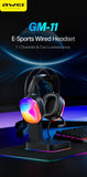 AWEI GM11 Wired Gaming Over‑Ear Headset, 50mm Driver 7.1 Surround Sound, USB & 3.5mm Jack,black