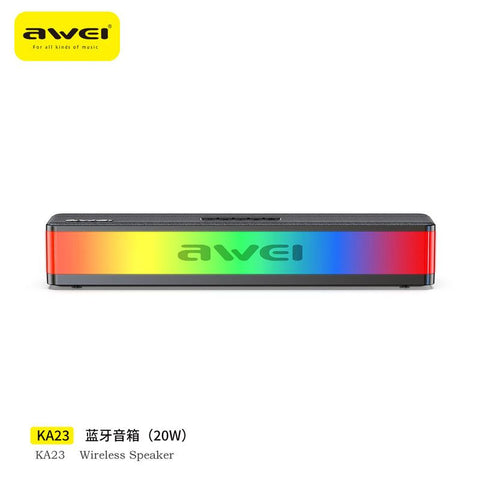 AWEI KA23 Wireless Bluetooth Soundbar, RGB Dynamic Lighting Stereo Speaker，black In Australia - Darrahopens