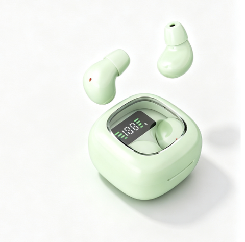Y19 Mini Hidden Sleep Wireless Bluetooth Earbuds with LED Digital Display，green