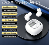 Y19 Mini Hidden Sleep Wireless Bluetooth Earbuds with LED Digital Display，white
