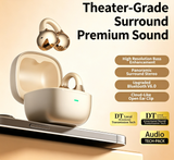 Y63 Zero Pressure Open Ear Wireless Earbuds Bluetooth 6.0 Heavy Bass Headphones，Cream Skin
