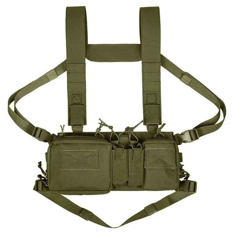 Tactical Chest Vest Rig Bag Field Training Vest Multifunctional Camouflage Strap with Multi-Pocket Outdoor Camping CS Match Pack - Army Green In Australia - Darrahopens