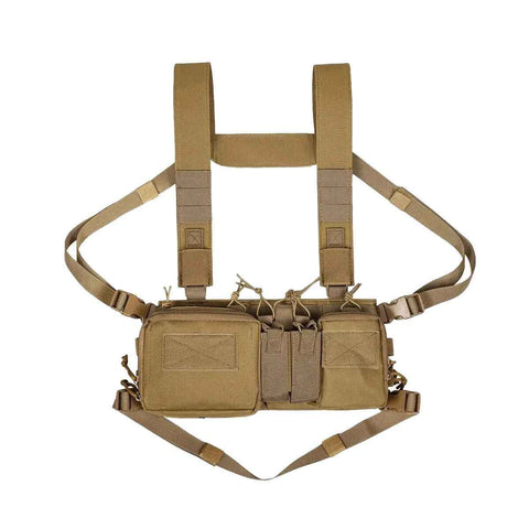 Tactical Chest Vest Rig Bag Field Training Vest Multifunctional Camouflage Strap with Multi-Pocket Outdoor Camping CS Match Pack - Khaki In Australia - Darrahopens