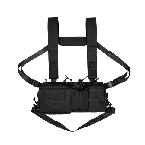 Tactical Chest Vest Rig Bag Field Training Vest Multifunctional Camouflage Strap with Multi-Pocket Outdoor Camping CS Match Pack - Black In Australia - Darrahopens