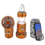 2-in-1 Solar Camping Lantern with LED Light and Adjustable Fan, USB Charging Station Silver In Australia - Darrahopens