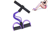 6 Tube Resistance Band Ankle Puller Foot Pedal Fitness Exercise Rope - Purple