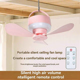 2-in-1 Camping Fan with LED Light Portable Rechargeable Battery Powered Fan with Remote for Tent, Travel, BBQ - Pink In Australia - Darrahopens