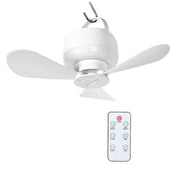 2-in-1 Camping Fan with LED Light Portable Rechargeable Battery Powered Fan with Remote for Tent, Travel, BBQ - White In Australia - Darrahopens