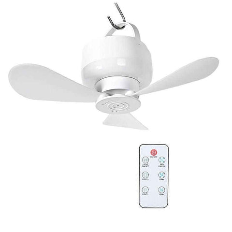 2-in-1 Camping Fan with LED Light Portable Rechargeable Battery Powered Fan with Remote for Tent, Travel, BBQ - White In Australia - Darrahopens