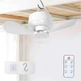 2-in-1 Camping Fan with LED Light Portable Rechargeable Battery Powered Fan with Remote for Tent, Travel, BBQ - White In Australia - Darrahopens