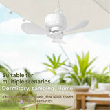 2-in-1 Camping Fan with LED Light Portable Rechargeable Battery Powered Fan with Remote for Tent, Travel, BBQ - White In Australia - Darrahopens