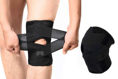 Knee Brace with Side Stabilizers for Meniscus Tear Knee Pain Breathe Knee Sleeve Relieve Knee Pain Injury Recovery for Working Out, Knee Support -Black / XL