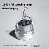 Portable Camping Light Waterproof USB Solar Charging 1500mah 3-Speed Adjustable Gray