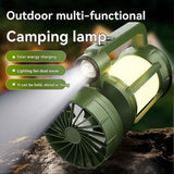 Solar Outdoor Camping Lantern with Cooling Fan Portable LED Flashlight Tent Lamp Searchlight for Outdoor Camping Hiking In Australia - Darrahopens