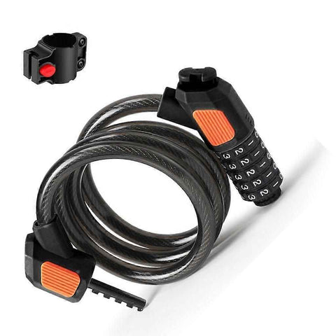 Bike Lock Cable 5Digits Resettable Combination Cable Lock, Bicycles Code Lock - Black In Australia - Darrahopens