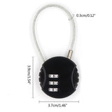 Resettable Travel Cable Lock 3Digit Helmet Lock Multipurpose Electric Bicycle Lock Suitcase Luggage Lock Code Lock Cable -Black