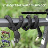 Portable 5-Digit Combination Bike Chain Lock, Keyless Anti-Theft Security Lock for Bicycle, Mountain Bike, Scooter and Motorcycle - Red In Australia - Darrahopens