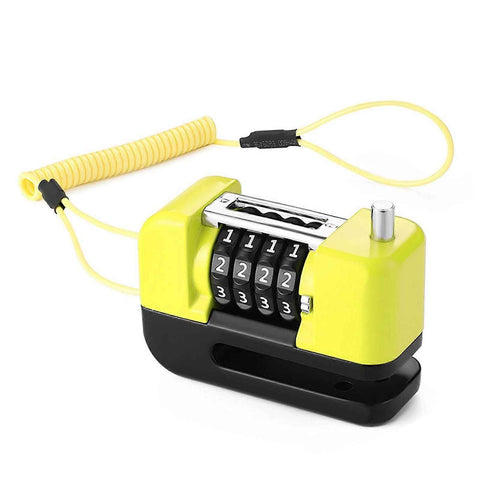 4-Digit Combination Disc Brake Lock, Portable Anti-Theft Security Lock for Motorcycle, Bicycle and Scooter - Yellow In Australia - Darrahopens