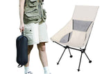 Portable Compact Camping Chair for Outdoor Camp Travel Picnic Lightweight Folding High Back Camping Chair With Head Support -Beige