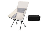 Portable Compact Camping Chair for Outdoor Camp Travel Picnic Lightweight Folding High Back Camping Chair With Head Support -Beige