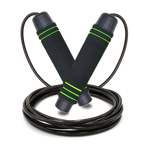 Adjustable Speed Jump Rope with Soft Memory Foam Handles, Tangle-Free Skipping Rope for Fitness, Cardio Workout & Exercise - Green