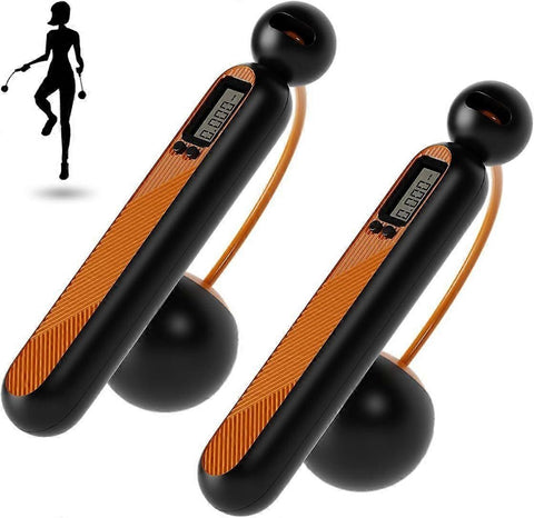 Jump Rope with Counter, Cordless Weighted Skipping Jump Rope for Fitness Exercise, Ropeless Jump Rope with Large Cordless Ball for Women Training - Black