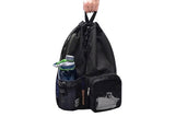 Mesh Beach Backpack with Wet Pocket Drawstring Waterproof Swimming Gym Bag for Men Women - Black