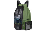 Mesh Beach Backpack with Wet Pocket Drawstring Waterproof Swimming Gym Bag for Men Women - Black