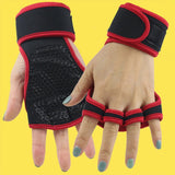 Fingerless Weight Lifting Gloves with Wrist Support – Breathable Gym Gloves for Men & Women, Ideal for Fitness Training, Weightlifting & Cross Workout - Red L