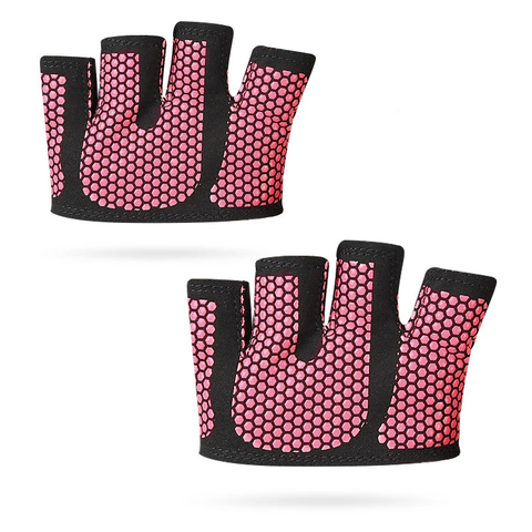 Gym Gloves for Men & Women – Four-Finger Non-Slip Weight Lifting Gloves, Breathable Sweat-Absorbent Fitness Gloves with Silicone Grip for CrossFit, Powerlifting & Training - Pink M In Australia - Darrahopens